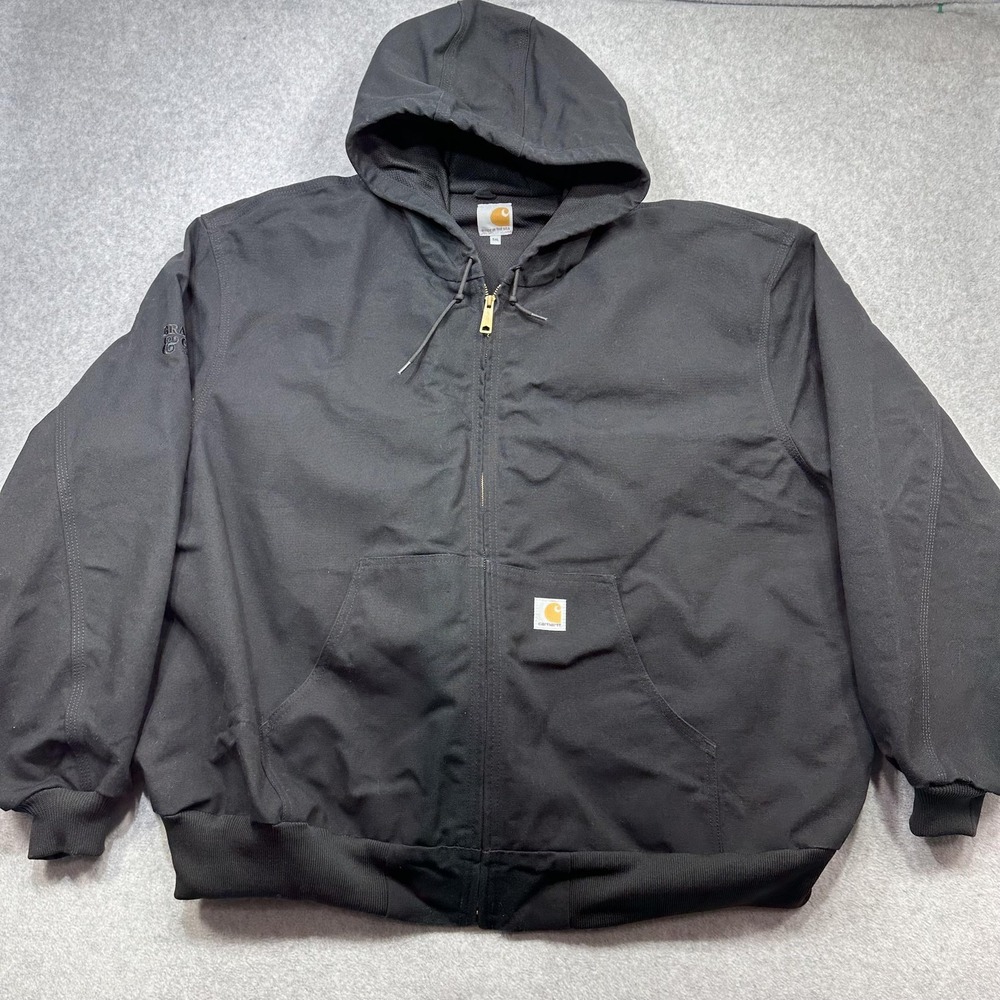 Carhartt Duck Thermal Lined Active Jacket Mens 5XL Black J131 Hooded Zip Outdoor